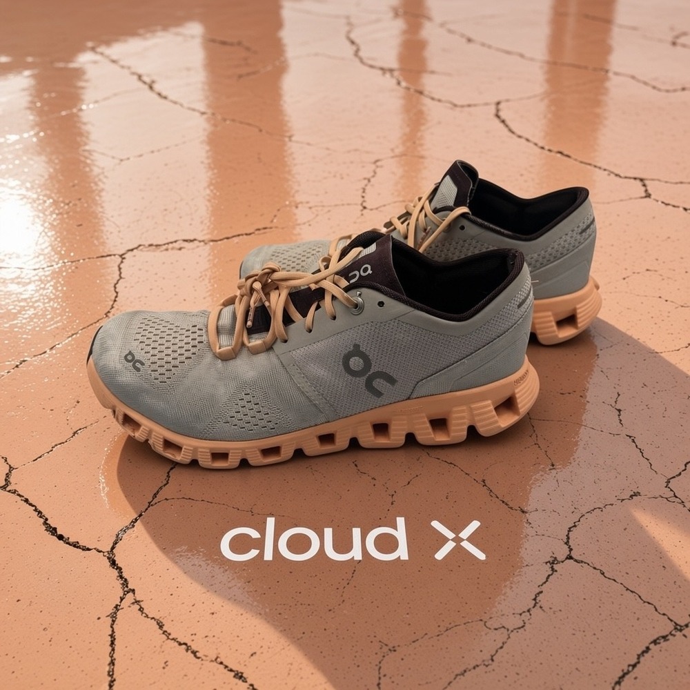 On Cloud X Sneakers Adobe Tan Peach running shoes